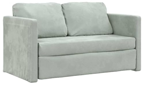 Hommdiy Bodensofa mit Schlaffunktion,klappcouch mit schlaffunktion,Hellgrau 122x204x55 cm Samt