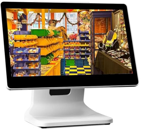 DRFGHK Caja Registradora para Supermercado Empresarial, Sistemas POS para PC con Pantalla Táctil de 15,6 Pulgadas, Caja Registradora con Pantalla Táctil Inteligente Todo en Uno, para Restaurantes