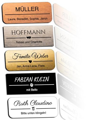 FILIGRAVO Klingelschild - selbstklebendes Schild für Haustür und Briefkasten - wetterfestes Klebeschild graviert mit Name - Türschild MADE IN GERMANY (1)