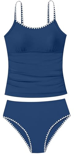 TyeSmo Girls Swimsuit Tankini Set, blue, 11-12 Years