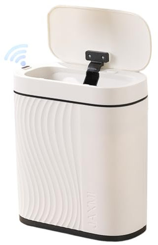 Piashow Pattumiera da bagno, 8 l, con sensore, secchio per cosmetici, pattumiere automatico intelligente, per bagno e cucina (bianco)