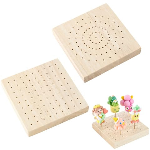 PH PandaHall 2pcs 166 trous Présentoir en Bois Aperitif Buffet Support Buffet Support à Brochettes pour Figurines, La fête Lollipop Brochettes, Buffet, Brochettes Apéro, Desserts Fruits, 10x10cm