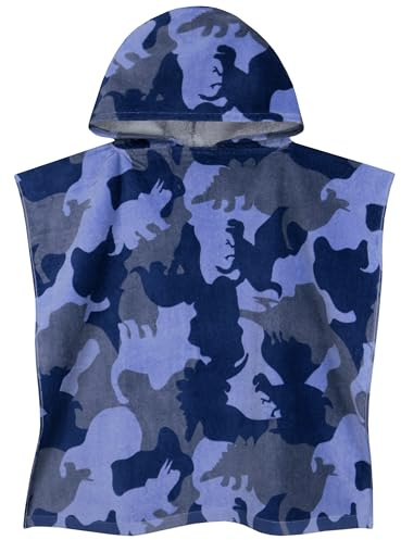 Harry Bear Accappatoio Bambino, Poncho Bambini Dinosauro, Poncho Mare Bambino Cotone, Accappatoio Ragazzo Con Cappuccio, Taglia Unica, Blu