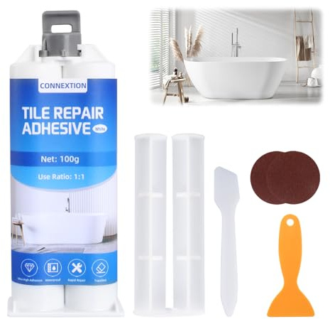 Badkar reparationssats vit för keramik, emalj, porslin | Reparationssats för handfat, toalett, dusch, bricka, kakel reparation av sprickor, hål 100 g