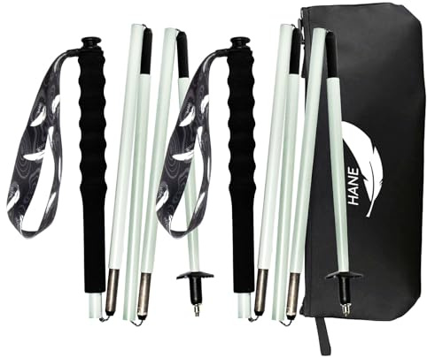 KEALING - Bastones de trekking de fibra de carbono, juego de 2 bastones plegables, 5 secciones, ultraligeros, trekking y montañismo, con mango ergonómico y fundas (gris, 120 cm)