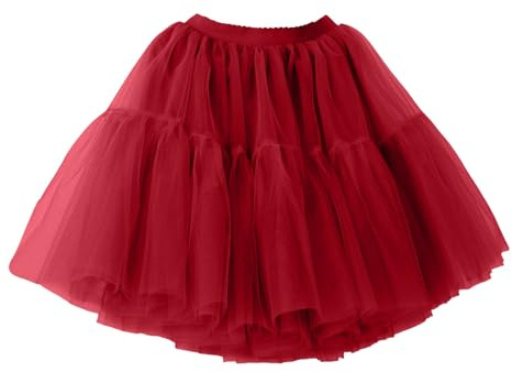 Jupe en maille pour femme avec jupe tutu bouffante de style patchwork haut et bas, rouge, taille unique