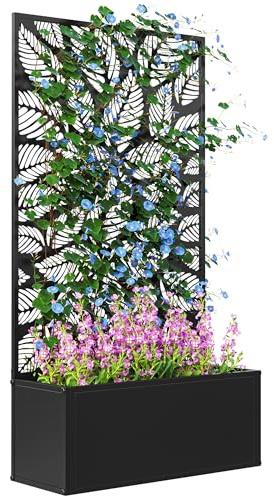 Outsunny Hochbeet Pflanzkasten mit Sichtschutz Gartenspalier 61x23x113 cm