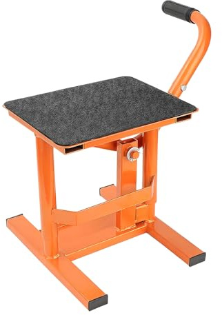BREEZENEST Steel Motorbike Jack Lift Heavy Duty Crank Manual Motorcycle Scissor Lift Stand 160KG Capacity Rubber Platform Hoist Table for Dirt Bike Off-Road Bike Repair & Cleaning Maintenance