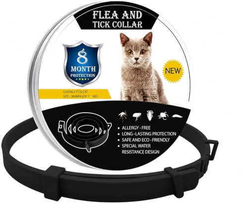 BAECU Collar Antiparasitario para Gatos - Protección de Alta Eficacia contra Pulgas, Garrapatas y Mosquitos - Ajustable, Impermeable y de Larga Duración - Color Negro