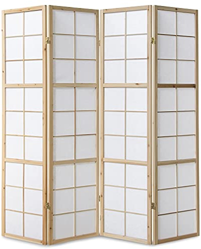 Homestyle4u Paravent Holz 4 teilig Raumteiler Innen Raumtrenner Stellwand Sichtschutz 175 cm