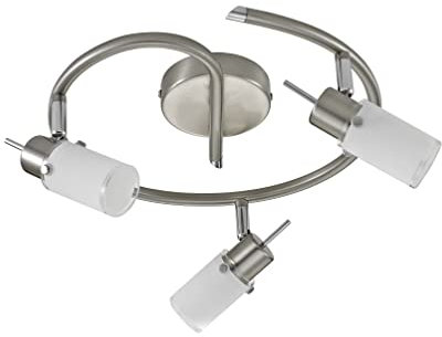 LeuchtenDirekt LED Deckenrondell MAX LED, silber, 3xGU10/4W/3000K, Innenleuchte, IP20, Glas teillackiert, Leuchtmittel wechselbar, dreh- und schwenkbar, 11933-55