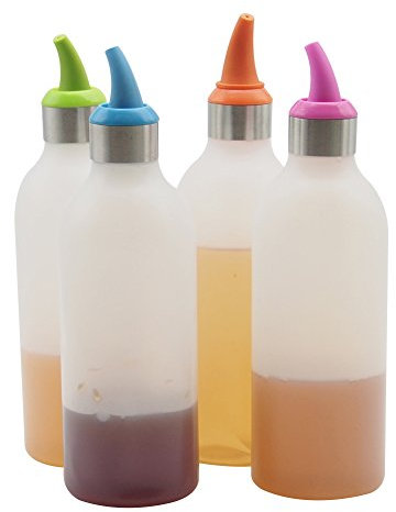 Lancoon Kunststoff Squeeze Condiment Flaschen, 4er-Set 450ml (perfekt für Sirup, Sauce, Ketchup, Grill, Gewürze, Dressing, Kunst und Handwerk, Werkstatt, Lagerung und mehr) KT30