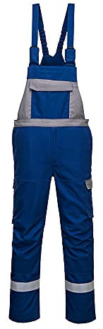 Portwest - Bizflame Ultra Arbeitslatzhose mit Latzhose, zweifarbig, feuerbeständig, Königsblau/Grau – M