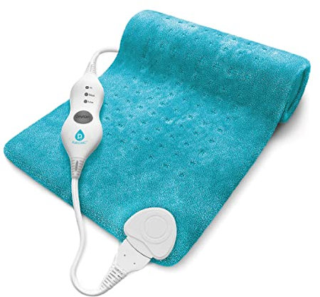 Pursonic Extra Large Electric Heating Pad for Back Pain and Cramps Relief - 12 x 24 Heating Pad for Back Pain Relief, Neck, Shoulder - Dry & Moist Heat Option 2 Hours Auto Shut-Off (Teal)