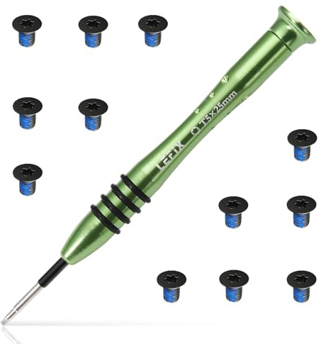 LeFix 12 st M2 x 3 torx T5-skruvar + 1 skruvmejsel kompatibel med Dell XPS 13 9343 9350 9360, XPS 15 9550 9560 9570, Precision M5510 5520 5530 5540, Razer Blade, HP Envy 13, Beat Studio 2 3 (svart)