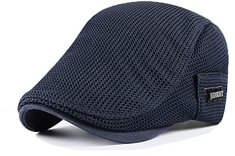 YAMEE Solhatt basker män sommar andas mesh, skjutmössa kvinnor, unisex baskrar skärmmössa platt keps sportmössa Gatsby Newsboy mössa, basker keps, storlek 56–60 cm, 3/mörkblå, En Storlek