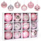 Aurasky 60mm/2.36 Christmas Balls Pink, 12 Pcs Shatterproof Christmas Tree Ornaments, Hanging Pendant for Xmas Holiday Wedding Party Decoration