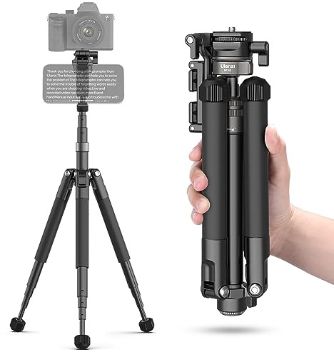 ULANZI MT-63 Portable Vlog Tripod, 57 Foldable Aluminum Alloy Extendable Camera Tripod with 2 in 1 Phone Clip, 360° Ball Head Travel Lightweight Tripod for iPhone/Android/Camera, Load 5KG/11LBS
