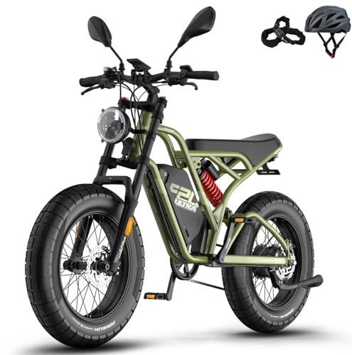 Fafrees F20 Ultra Bicicleta Eléctrica, Fatbike de 20 x 5,0, E-Bike con Batería de 25 Ah/1200 WH, Suspensión Total, Bici Eléctrica para Hombres, Alcance 80-120 KM (Verde)