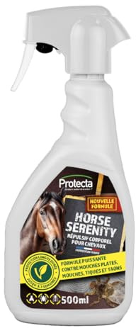 Protecta® - Répulsif Anti-Mouches Cheval 500mL - Formule Puissante Contre Mouches Plates, Mouches, Tiques et Taons – Protection Longue Durée (3 Semaines) – Application sur Le Pelage