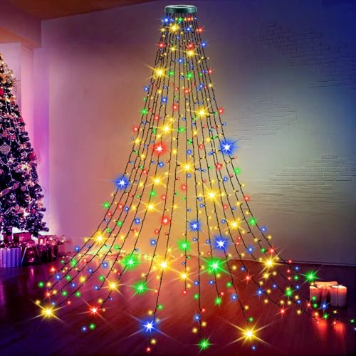 Joltix 400 LEDs Luces de Hadas para el Arbol de Navidad, Luces de Arbol de Navidad con 8 Modos, Guirnalda Luminosa Decoración con Enchufe Europeo, Fiesta (2M 400LEDs Color)