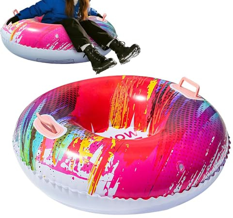 Schneereifen Schlitten PVC Snowtube Gross 87 cm Aufblasbare Schlitten Reifen Mit Griffen Kippsicherer Aufblasbarer Schlittens Für Wintersport Rodelbahnen Schneefelder Familien Erwachsene Kinder