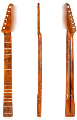 Luooi Vintage Maple Electric Guitar Neck, 21 Frets Fingerboard for Tele TL Style, Replacement Guitar Neck with Smooth Fretboard