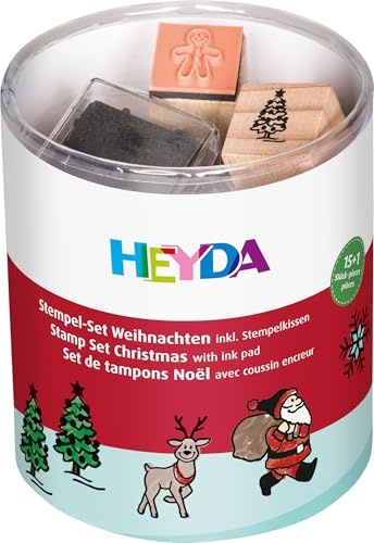 Heyda 204888480 Stempel-Dose „Weihnachten“ Motivgröße: ca. 1, 5 x 1, 5 cm