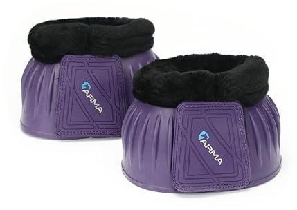 Shires Arma Overreach Fleece Bell Boots - Durable Gum Rubber with SupaFleece Trim and Double Velcro Purple/Full