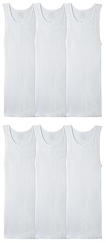 Fruit of the Loom Men's A-shirt Underwear, 6 Pack - White, L UK
