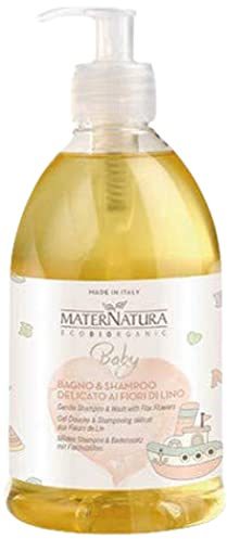 Maternatura, Baño & Champú para Bebés con Flores de Lino, Gel de Baño y Champú para Niños y Bebés, Made in Italy - 500 ml