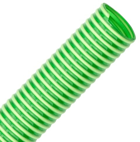 FLEXTUBE GR Ø 50mm (2) Longueur 5m Tuyau spirale en PVC comme tuyau d'aspiration et de refoulement, poids moyen, flexible, vert, transparent