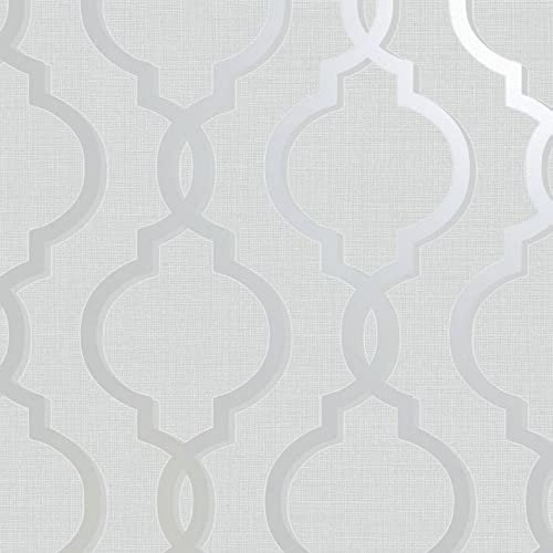 Holden Laticia Geométrico Barroco Patrón de Papel Tapiz Metálico con Purpurina con Textura - 65490 Gris