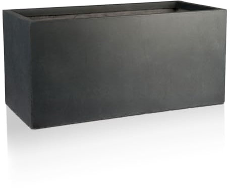 IDEALIST 80cm Plant Pot | Dark Grey Reinforced Stone Large Trough Planter | Rectangular Garden Planters with Drainage Holes L80 W37 H37.5 cm, 79 litres