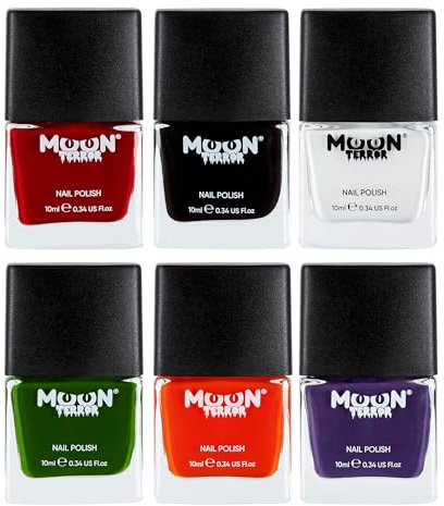 Moon Terror Esmalte de uñas para Halloween | Maquillaje SFX, Maquillaje de efectos especiales, Esmalte de uñas Juego de 6 10 ml (Paquete de 6)