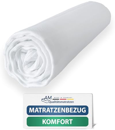 AM Qualitätsmatratzen Komfort Matratzenbezug 100x220 für 20 cm Kernhöhe - Made in Germany & Oeko-TEX Siegel - Allergiker Matratzenbezug 100x220 mit 4 seitigem Reißverschluss - 60 Grad waschbar