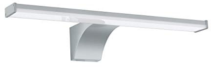 EGLO LED Wandlampe Pandella 2, Spiegelleuchte mit Bewegungsmelder, Wandleuchte aus Kunststoff, Badezimmer Lampe in Silber, Chrom, Weiß, IP44, L 40 cm
