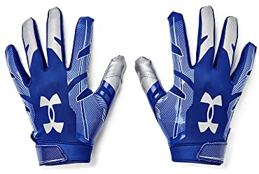 Under Armour boys Youth F8 Football Gloves , Royal (400)/Metallic Silver , Youth Large