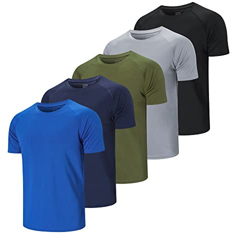 Cimic 5er Pack Sport Tshirts Herren Funktionsshirt Sportshirt Herren Kurzarm T Shirt Atmungsaktive Trainingsshirt Männer Fitness Gym Laufshirt Wandershirt Men Set 510 Black Grey Green Navy Blue XL