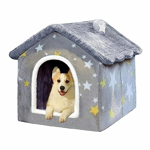 Dog House Indoor, Foldable Soft Kennel Bed Warm Cat Nest Puppy Cave with Cushion for Small Medium Large Dogs Cats (M-Within 17 lbs)