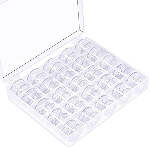 Jinpojun 25 Stück Nähmaschine Spulen mit Spulenbox, Spulen Nähmaschine Kunststoff für Gängige/Spule Nähmaschine für Babylock Janome Kenmore Nadel