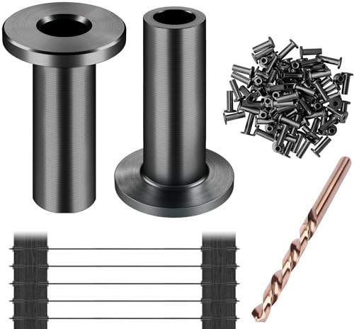 CKE 120 Pack T316 Black Stainless Steel Protector Sleeves for 1/8 Cable Deck Railing Kit System, Black Cable Railing Protector Sleeve for Wood Posts for 1/8 Wire Rope Cable DIY Balustrade, BCR01