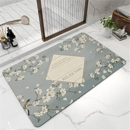 Pflaume Badezimmerteppich Badematte rutschfest, Bathroom Mat Mats, Diatomite Stone Bath Mat, Badezimmer Teppiche, Duschvorleger Schnelltrocknend, FußMatte Badezimmer Duschmatte Stein 50x80cm