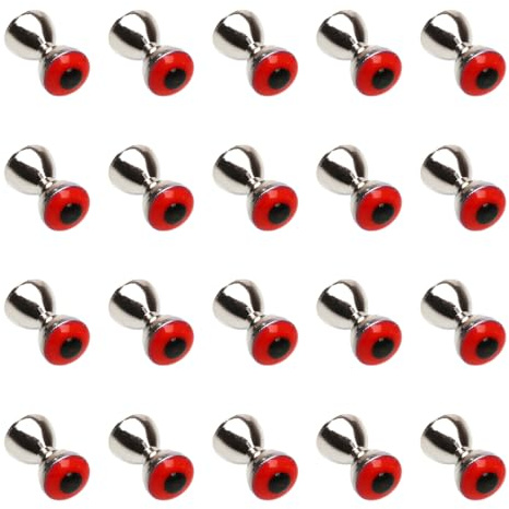 Yeux d'haltères pour Montage de Mouches, 50 Pcs, 3D Leurre Yeux Œil en Haltère, Accessoires Lestés pour DIY Appâts Pêche à la Mouche 4.0mm