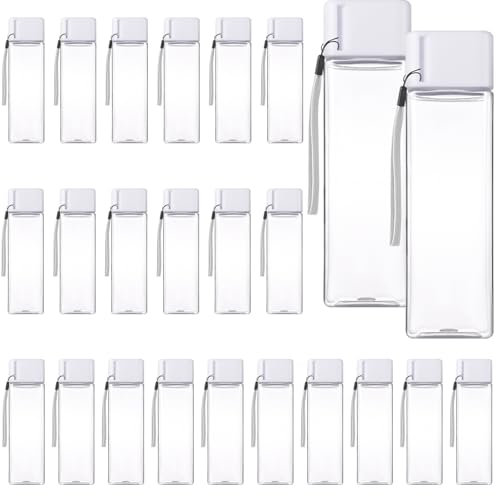 Olgaa 24 Pcs Water Bottle Bulk 16oz Kids Water Bottle Reusable Leak Portable Plastic Sports Drink Water Bottles With Handle Strap for Cycling Camping Hiking Gym Yoga (White)