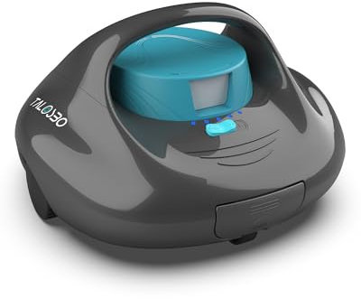 TALOSBO PLECO SE Robot per Piscina Fuori Terra e Interrata, Ricarica Rapida 2.5 Ore, Autonomia 130 Mins, Doppia Trazione, Pulizia Potente, Adatto per Piscine Fino a 80 m²