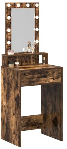 vidaXL Smyckebord med låda Brun 50 x 41 x 140 cm Konstruerat trä, Eleganta sminkbord, modern sminksation, rektangulär förvaring, minimalistisk enhet i konstruerat trä