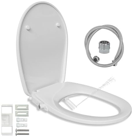 HOROW Non-Electric Bidet Toilet Seat - UK Standard O-Shape | Dual Nozzles (Front & Rear Separate Wash), Healthier Hygiene, Soft Close, Easy DIY Installation