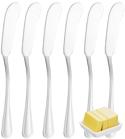 FAMILY Pack 6 Cuchillo de Mantequilla 15.6x1.8CM Acero Inoxidable Diseño Línea, Elegancia y Funcionalidad para Cada Ocasión, Cubiertos de Alta Gama para Hogar y Restaurante