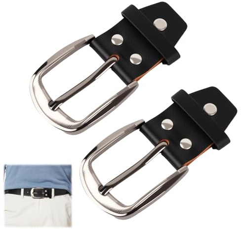 EceoThsy 2 pezzi Fibbia di Ricambio per Cintura in Pelle Nera di 3,8 cm, in Lega di Zinco Resistente e Senza Nichel, Include Vite di Collegamento e Passante lega di zinco fibbia per cintura